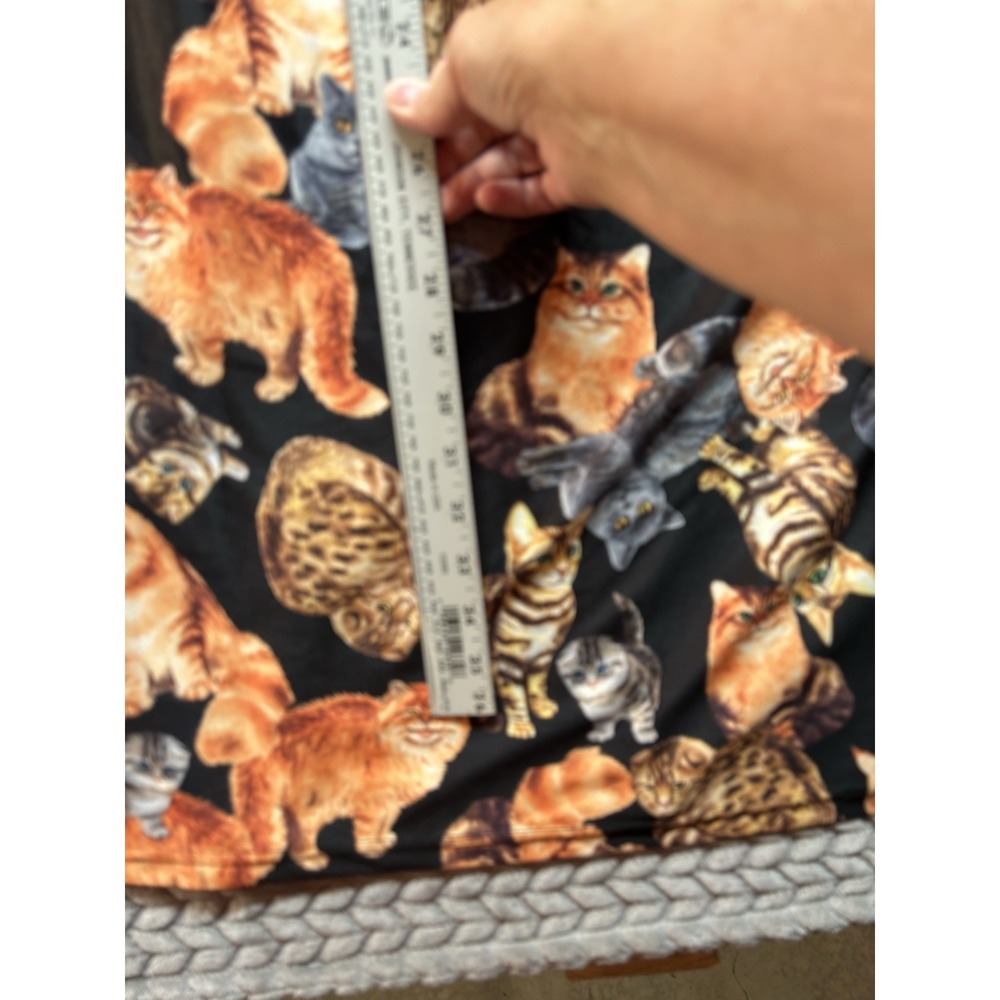 Womens Cat Print Blouse Top Black Orange Short Sleeve Kitty Novelty Shirt 2xl - Picture 5 of 6